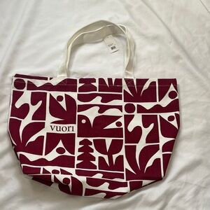 Vuori Maroon and Cream Graphic Tote